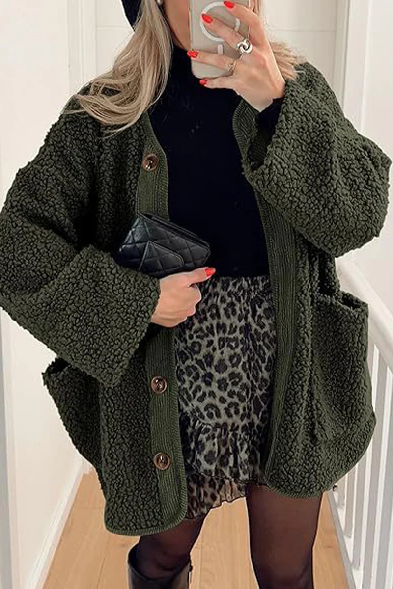 Casual Pocket Contrast O Neck Outerwear(6 Colors) - Kaedas