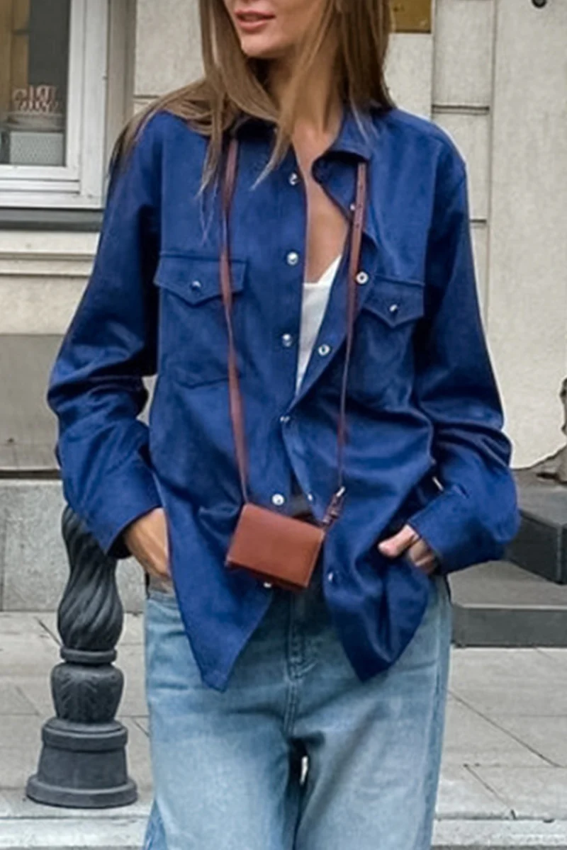 Casual Daily Buttons Turndown Collar Blouses - Kaedas