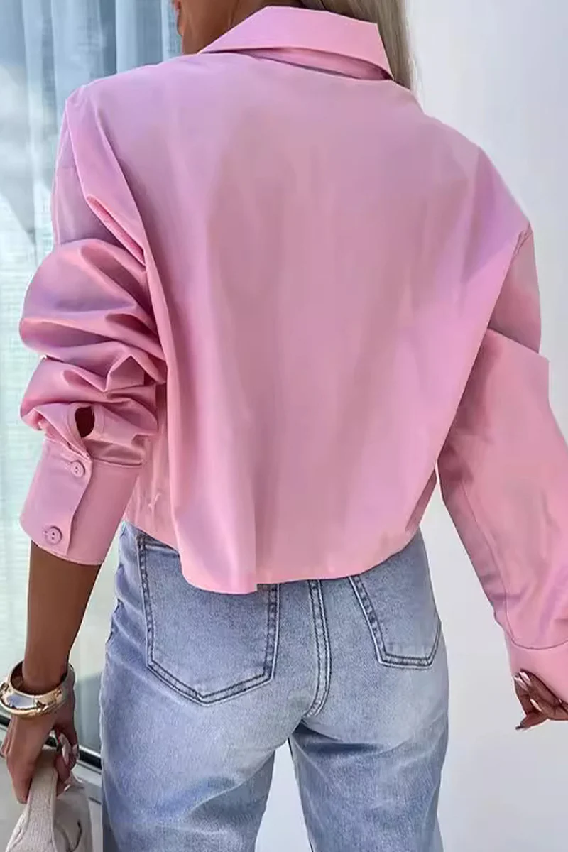 Casual British Style Solid Buttons Turndown Collar Tops - Kaedas