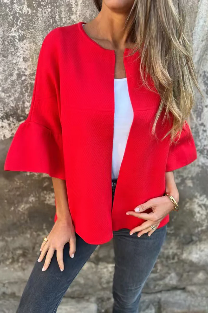 Casual Daily Solid Color Ruffle Outerwear(3 Colors) - Kaedas