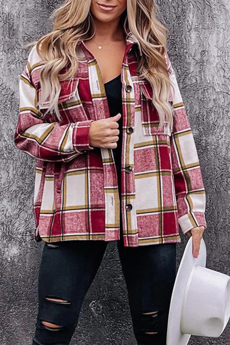 Casual Plaid Patchwork Turndown Collar Blouses(5 Colors) - Kaedas