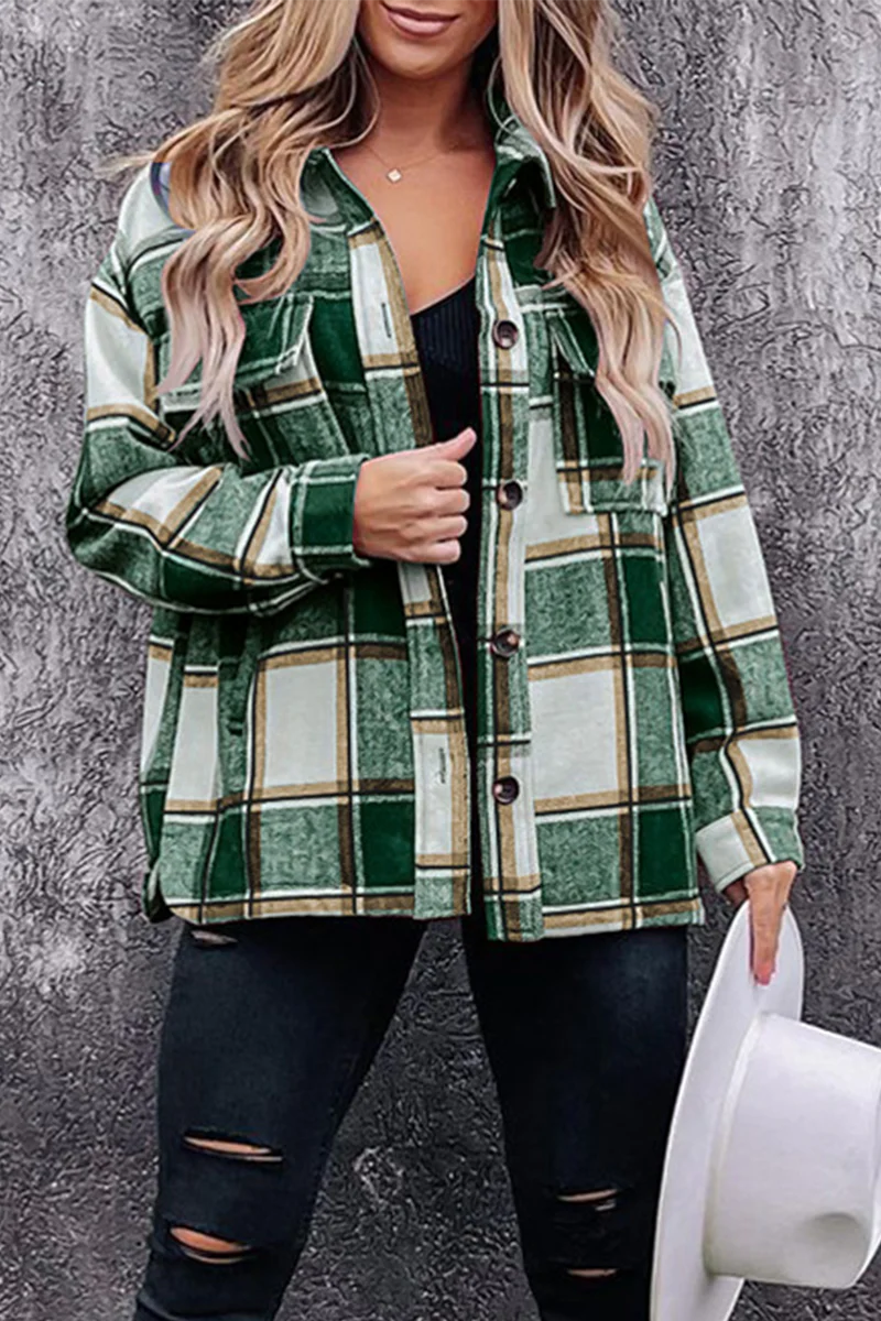 Casual Plaid Patchwork Turndown Collar Blouses(5 Colors) - Kaedas