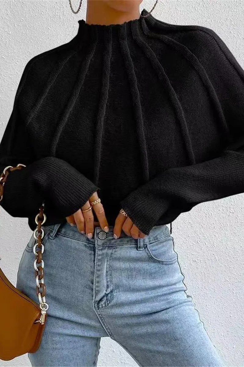 Casual Daily Patchwork Weave Half A Turtleneck Sweaters (3 Colors) - Kaedas