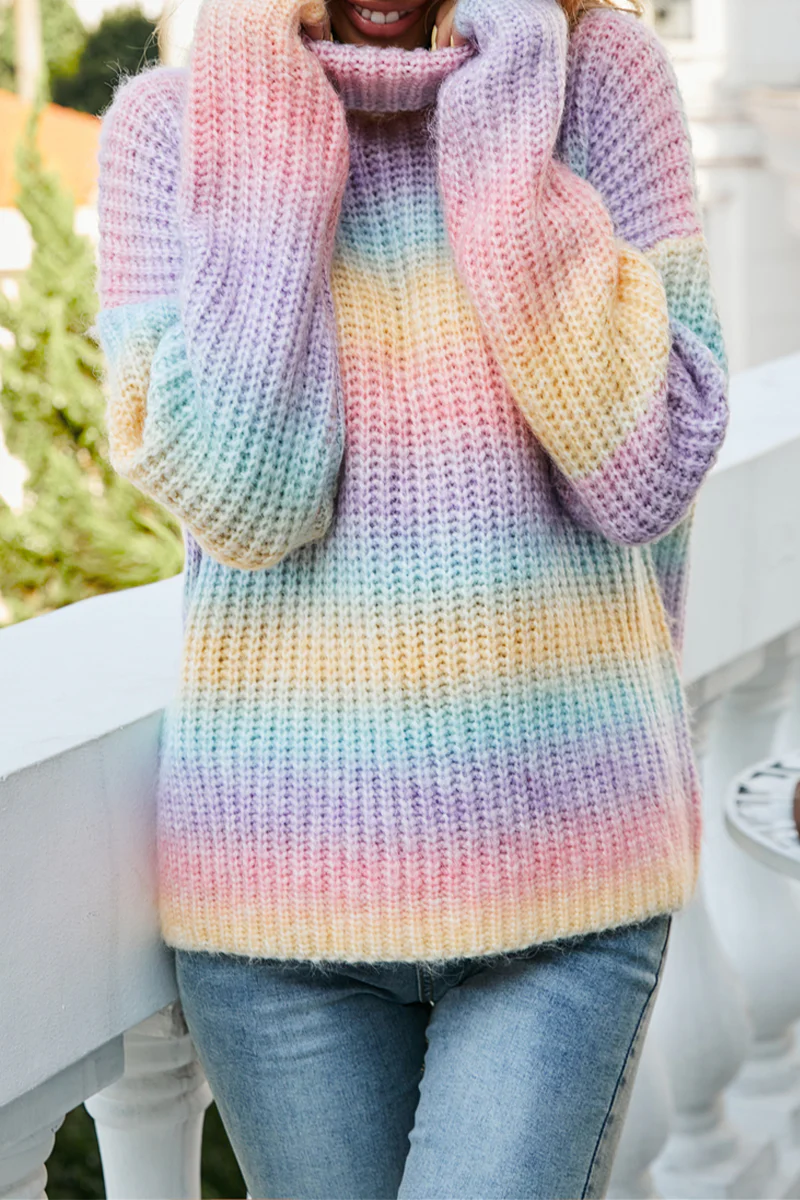 Casual Gradual Change Basic Turtleneck Tops Sweater - Kaedas