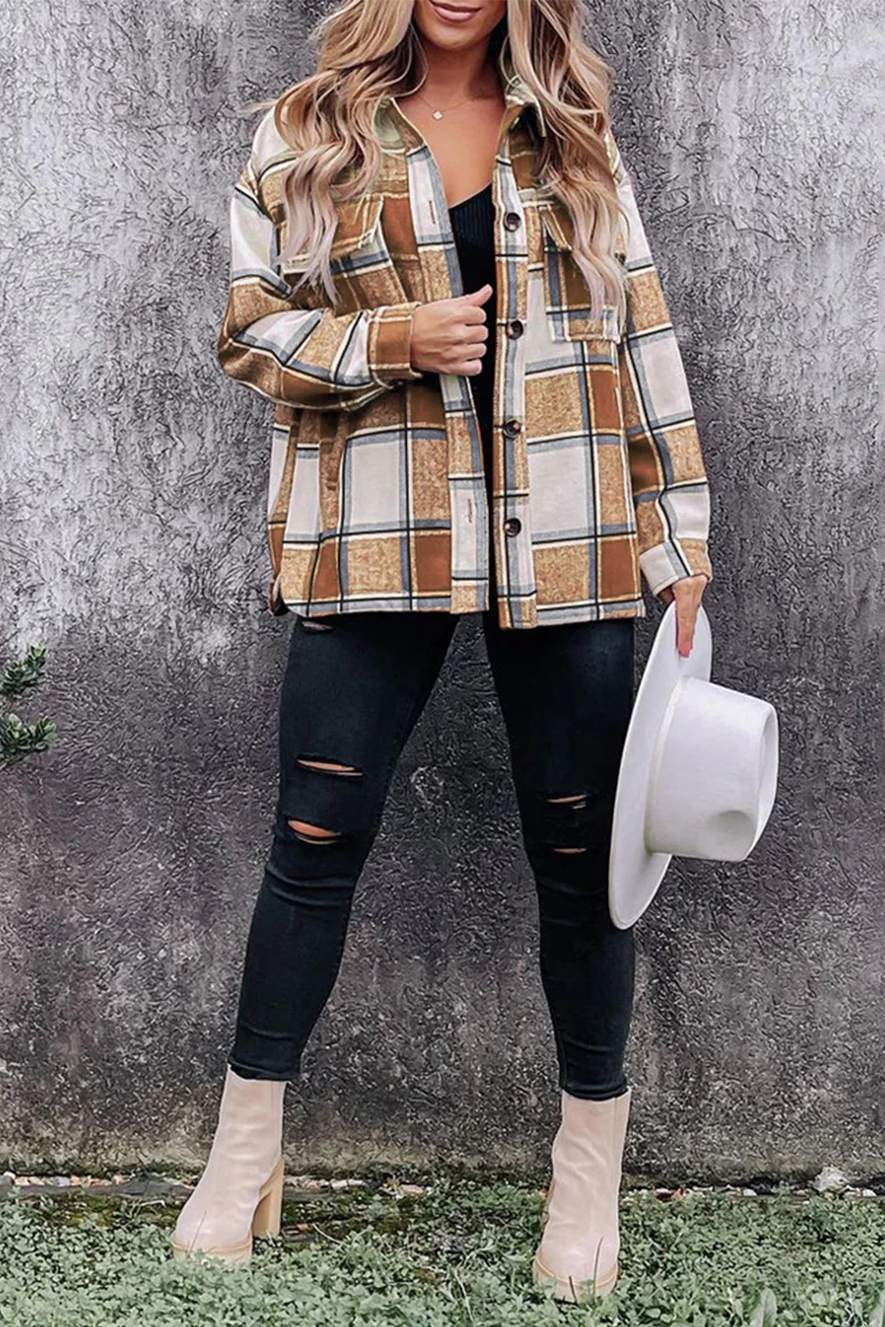 Casual Plaid Patchwork Turndown Collar Blouses(5 Colors) - Kaedas