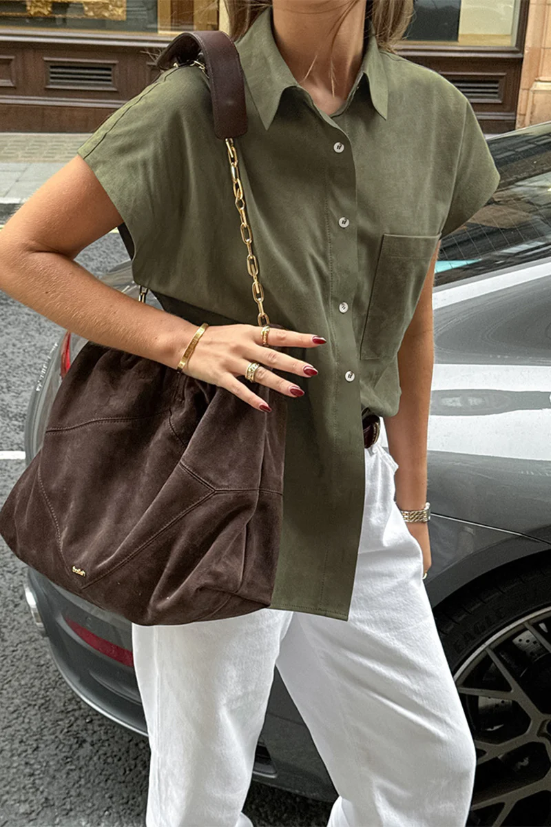 Casual Buttons Turndown Collar Blouses - Kaedas