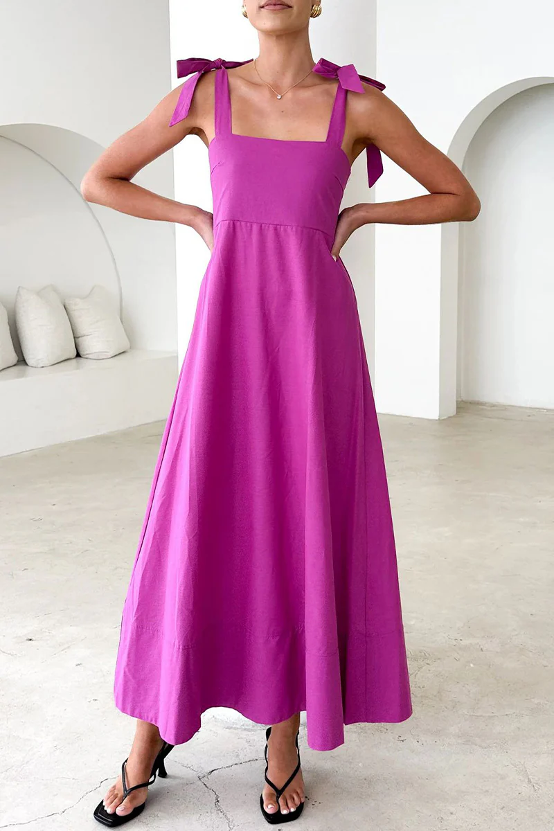 Casual Daily Lace Up Square Neck Sling Dresses(3 Colors) - Kaedas