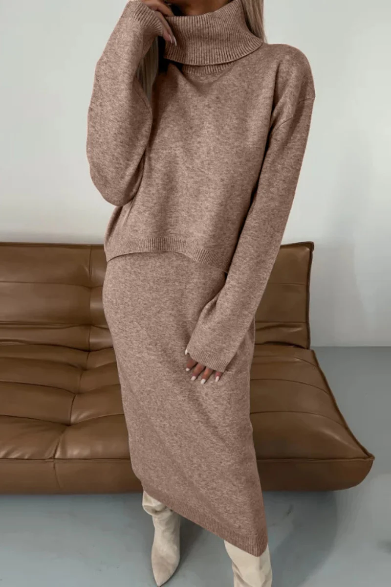Casual Basic Turtleneck Long Sleeve Two Pieces(6 Colors) - Kaedas