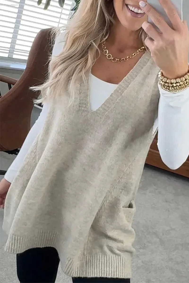 Casual Daily Pocket V Neck Sweaters(5 Colors) - Kaedas