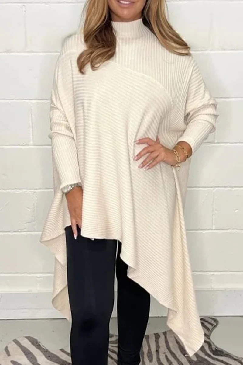 Casual Daily Solid Color Irregular Turtleneck Sweaters - Kaedas