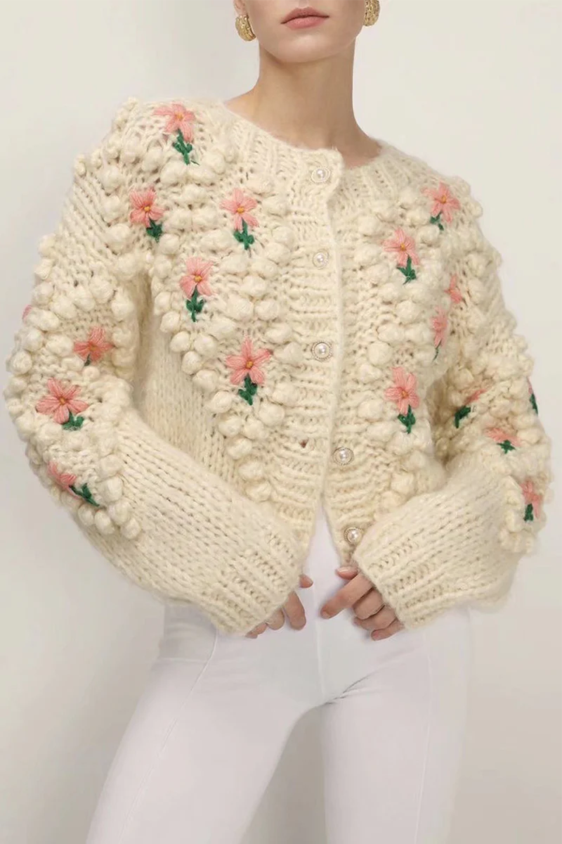Casual Patchwork Hollowed Out Cardigan Collar Sweaters - Kaedas