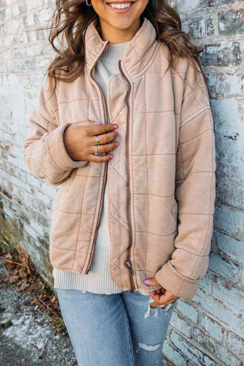 Casual Daily Patchwork Zipper Mandarin Collar Outerwear(8 Colors) - Kaedas