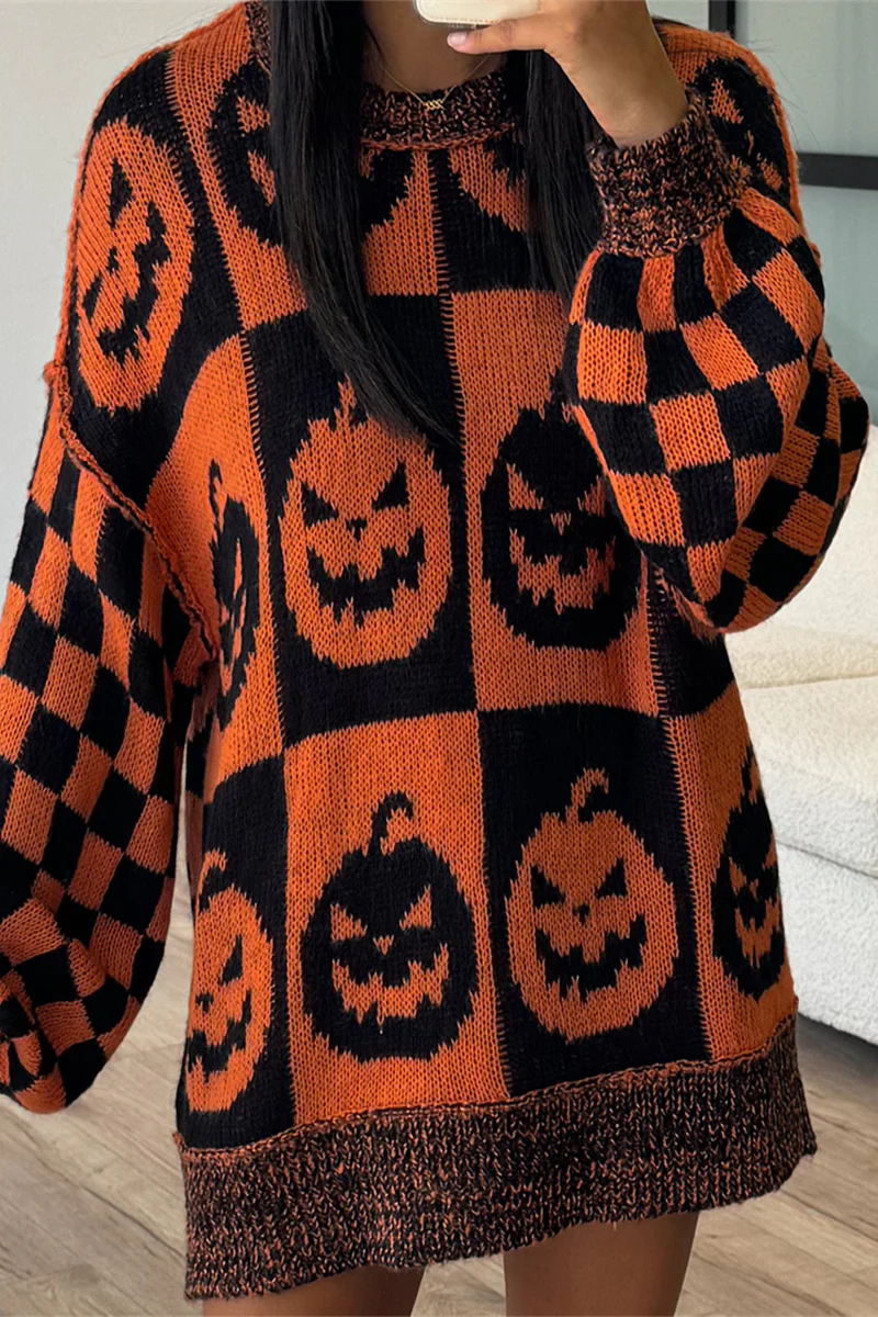 Casual Colorblock Weave Contrast O Neck Sweaters - Kaedas