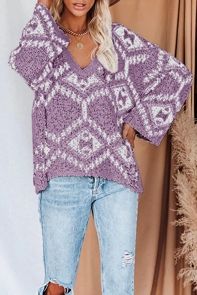 Casual Geometric Split Joint Contrast V Neck Tops(4 Colors) - Kaedas