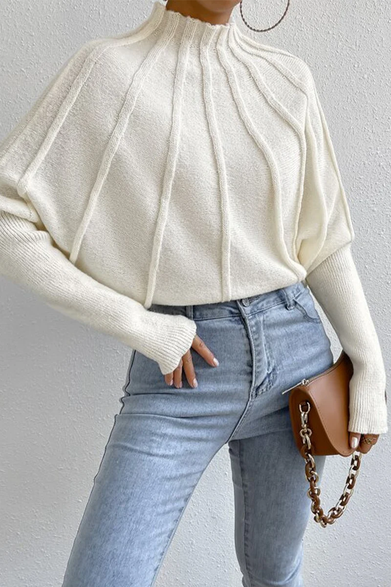 Casual Daily Patchwork Weave Half A Turtleneck Sweaters (3 Colors) - Kaedas