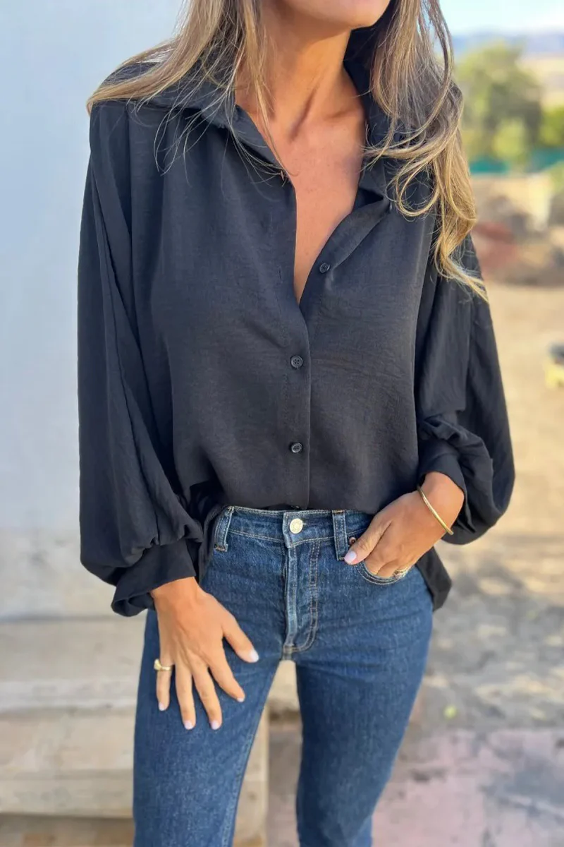 Casual Daily Buttons Turndown Collar Blouses(5 Colors) - Kaedas