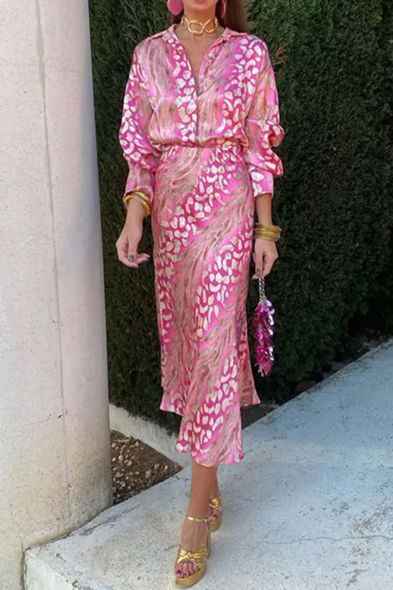 Casual Daily Print Basic Turndown Collar Long Sleeve Two Pieces - Kaedas