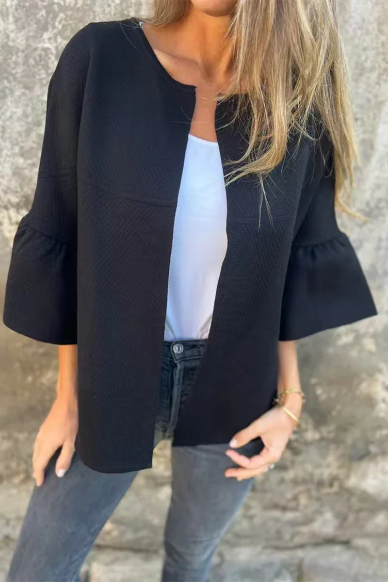 Casual Daily Solid Color Ruffle Outerwear(3 Colors) - Kaedas