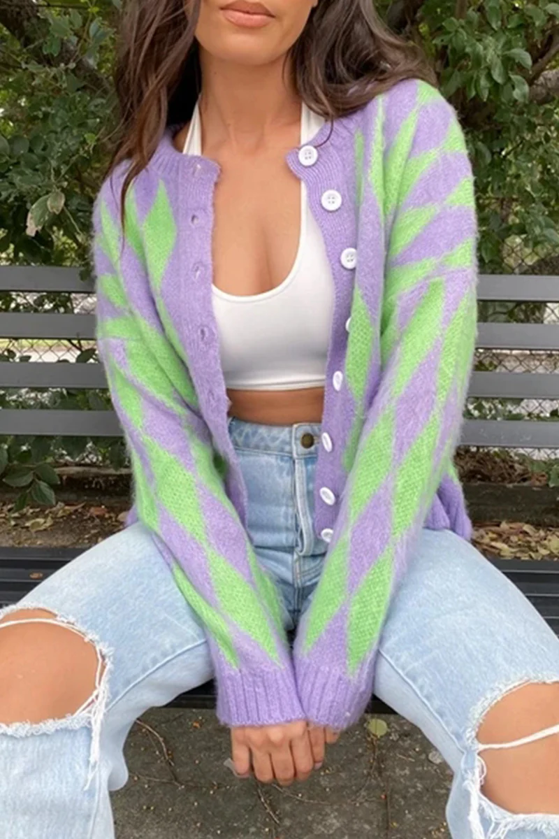 Casual Geometric Buckle Tops Sweater - Kaedas