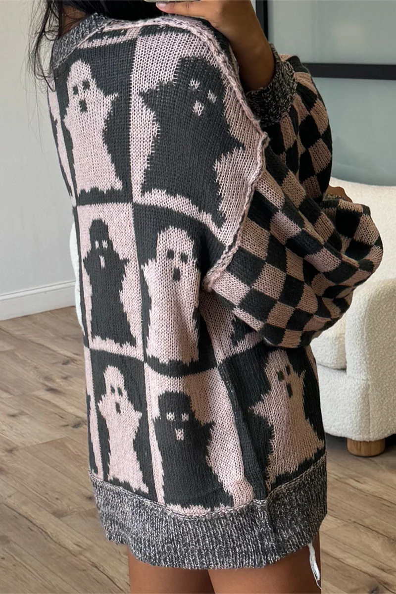 Casual Plaid Weave Contrast O Neck Sweaters - Kaedas