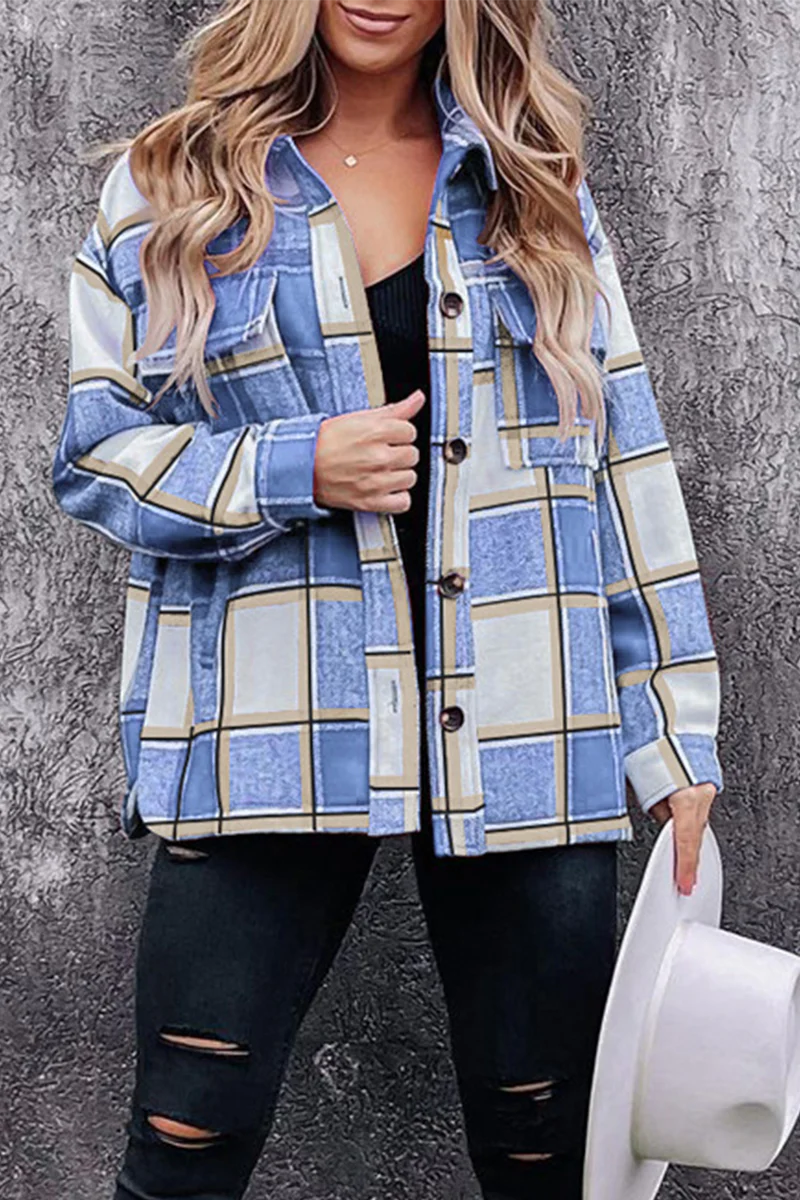 Casual Plaid Patchwork Turndown Collar Blouses(5 Colors) - Kaedas