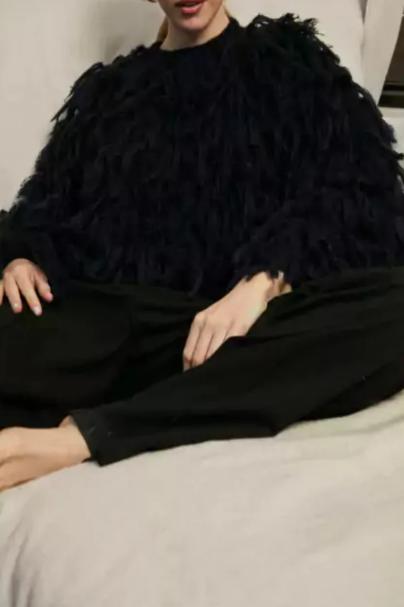 British Style Elegant Solid Tassel O Neck Sweaters(5 Colors) - Kaedas