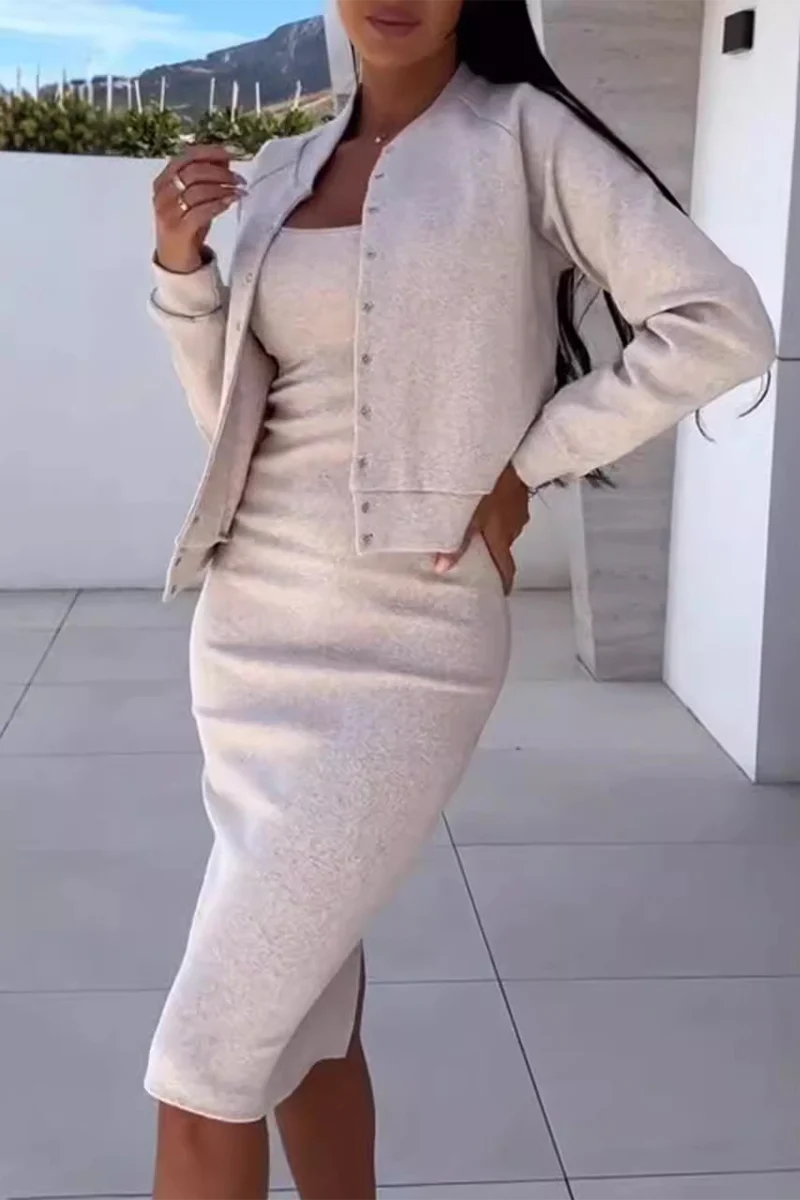 Casual Buttons Patchwork Long Sleeve Two Pieces(5 Colors) - Kaedas