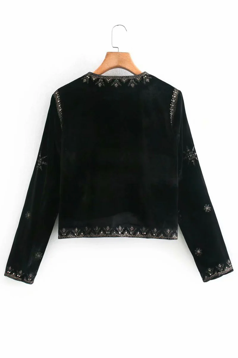 Casual Flowers Embroidered O Neck Outerwear - Kaedas