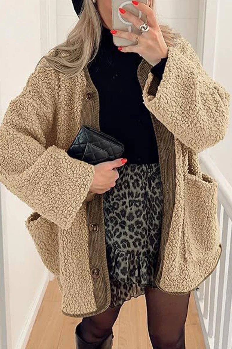 Casual Pocket Contrast O Neck Outerwear(6 Colors) - Kaedas