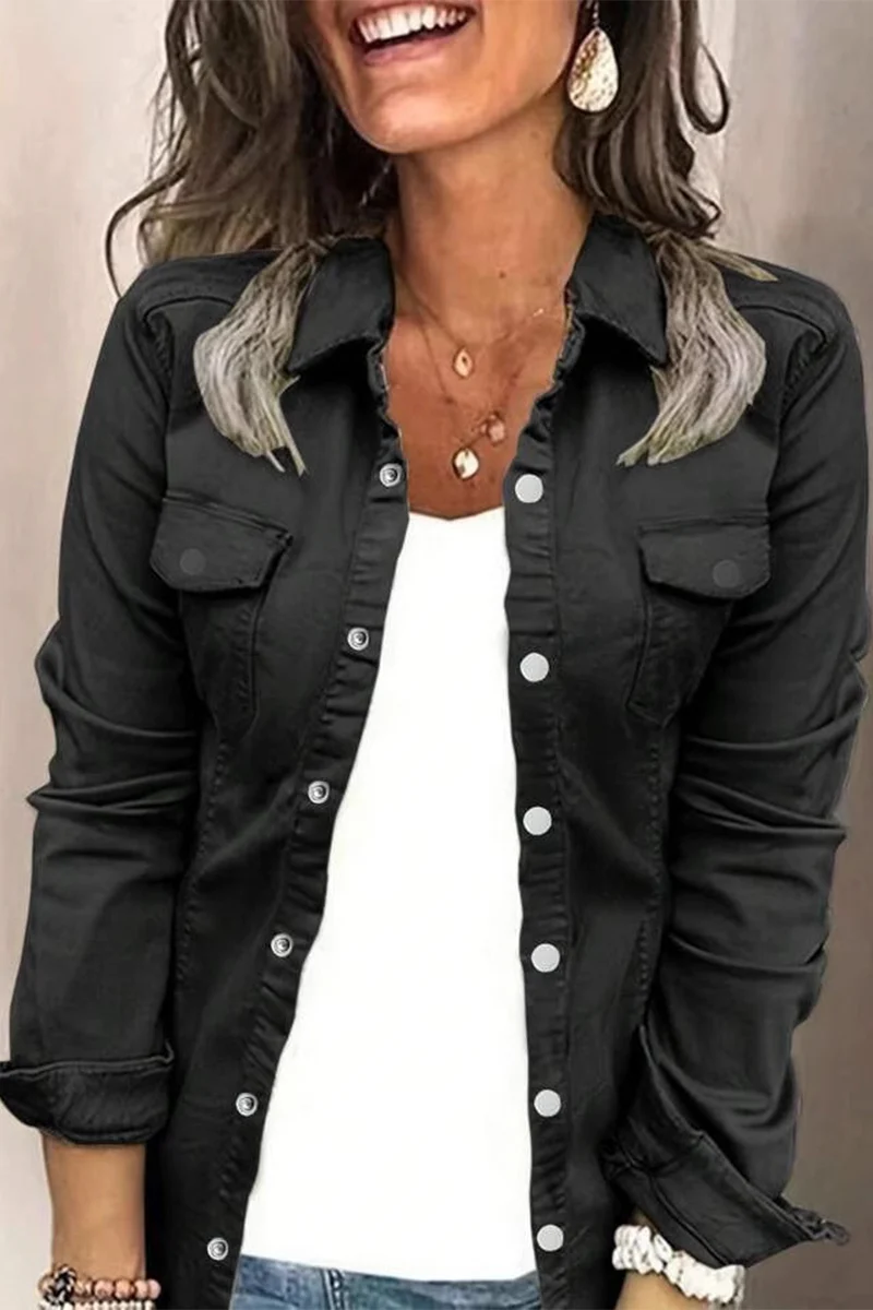 Casual Daily Buttons Turndown Collar Blouses(3 Colors) - Kaedas