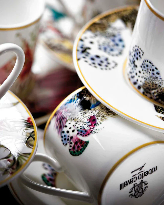 Coffee Cup & Saucer FLOWERS Set of 6 in Luxury Box - Kaedas