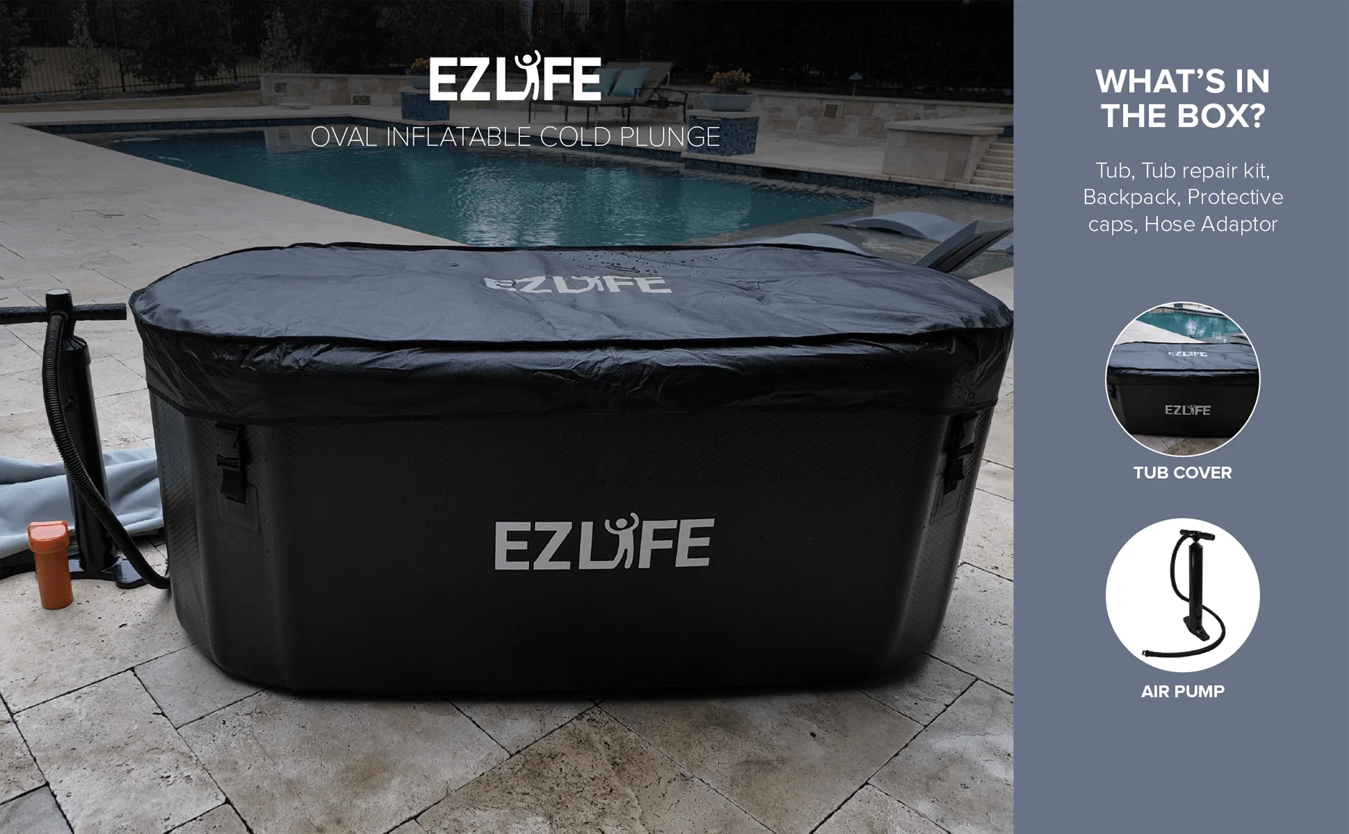 EZLIFE Oval Inflatable Cold Plunge W/ 1HP Chiller - Kaedas