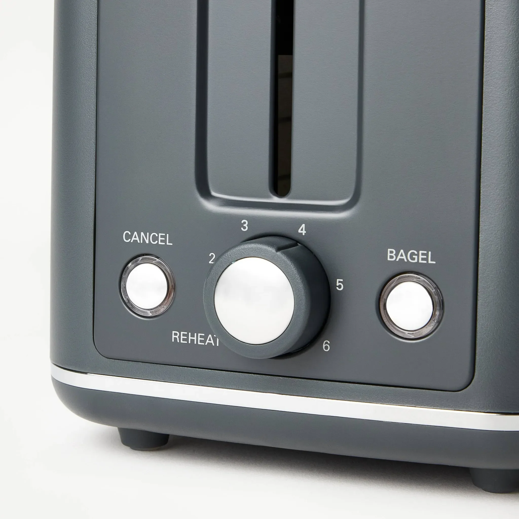 2 Slice Toaster with Thin Chrome Band - Gray - Kaedas