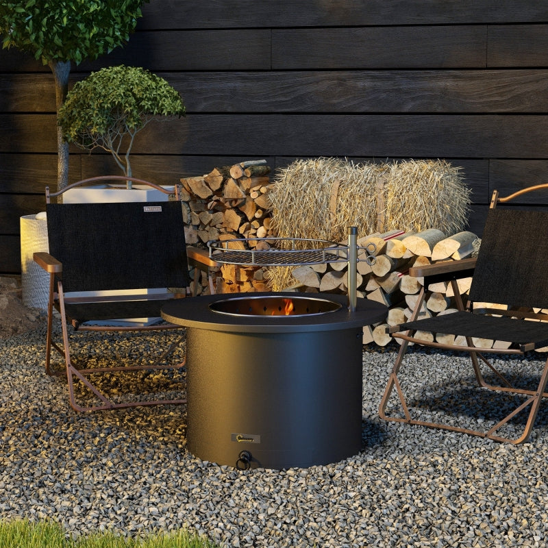 Outsunny 2-in-1 Smokeless Firepit- Black Stainless Steel - Kaedas