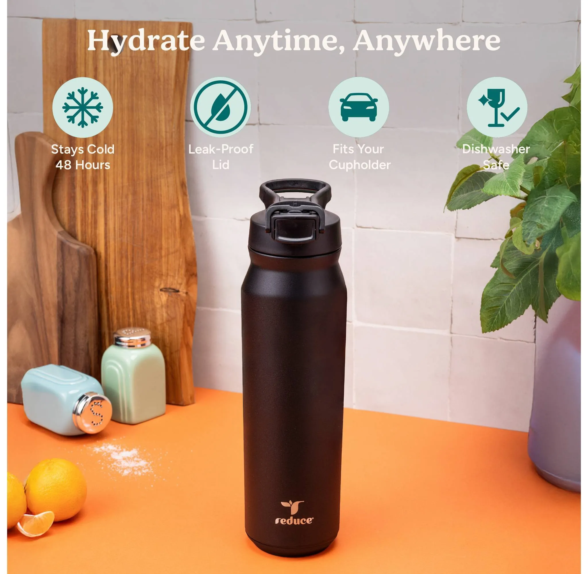 32oz Hydrate Pro Vacuum Insulated Stainless Steel Water Bottle Dark Pink - Kaedas