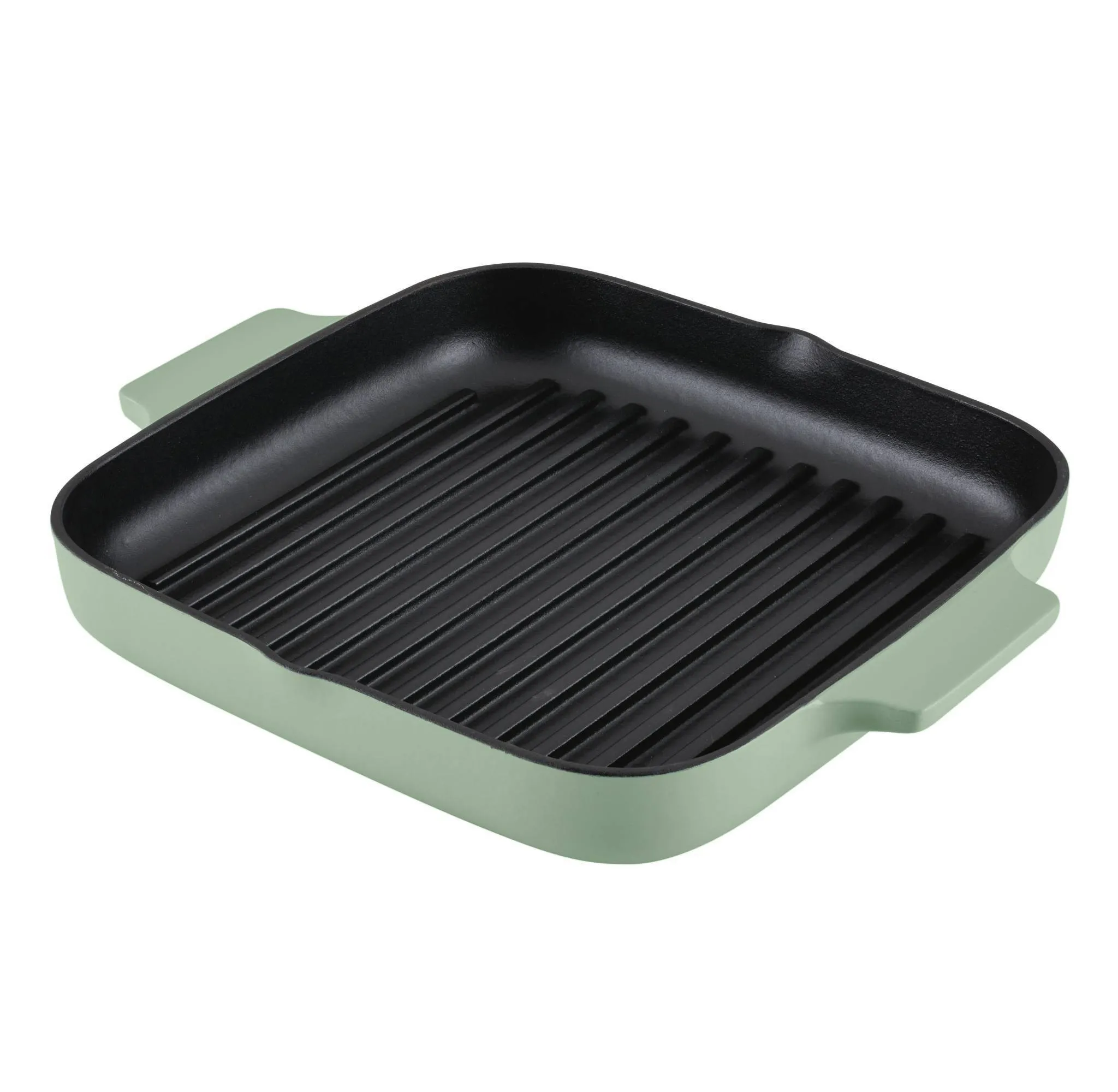 Enameled Cast Iron Square Grill and Roasting Pan, 11-Inch - Pistachio - Kaedas