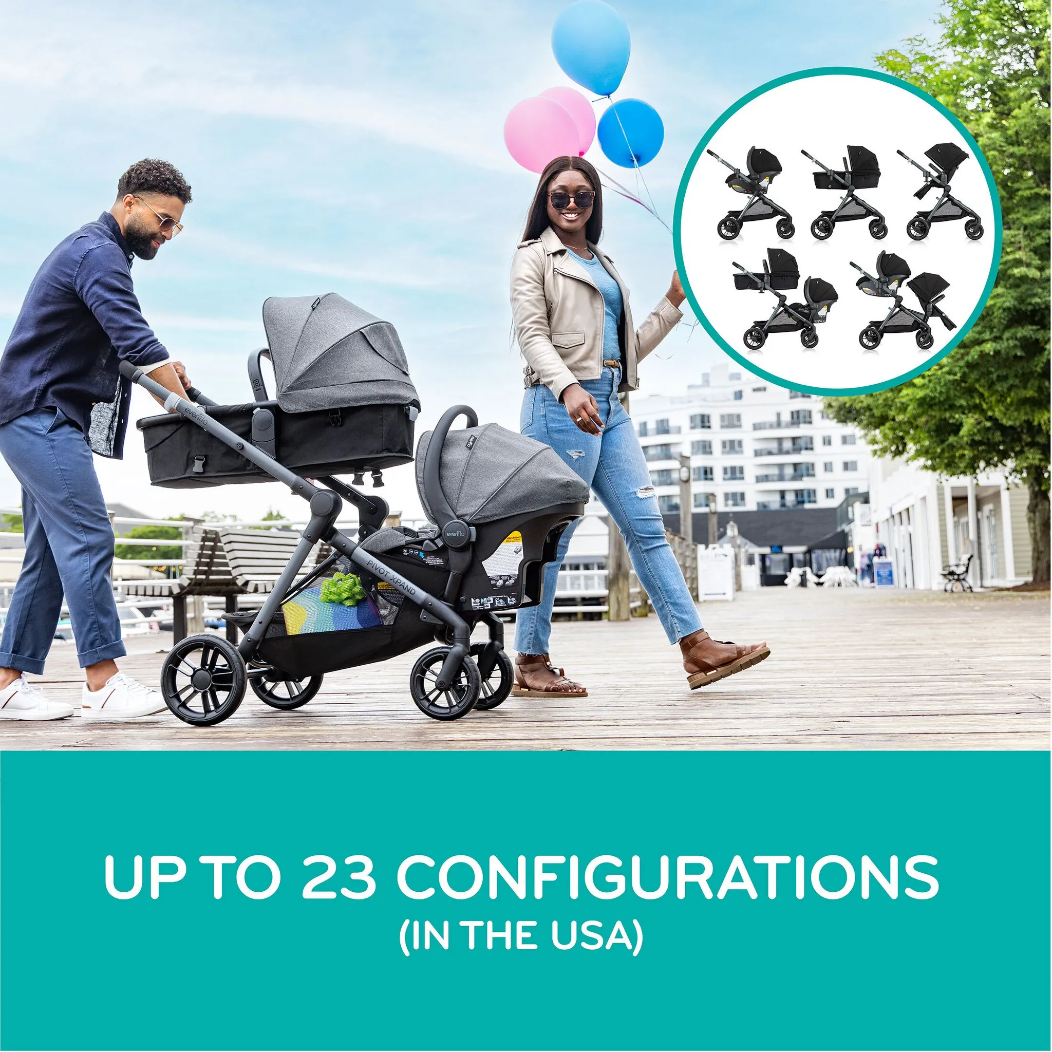 Pivot Xpand Travel System with LiteMax Infant Car Seat - Sabino Gray - Kaedas