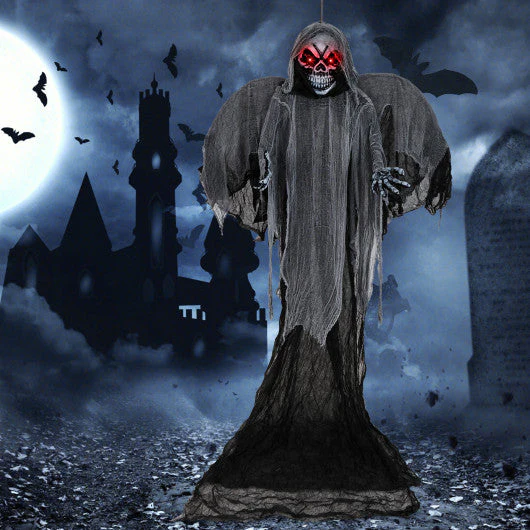 12.1 Ft Skeleton Ghost With Flickering Red Eyes and Scary Sounds - Kaedas