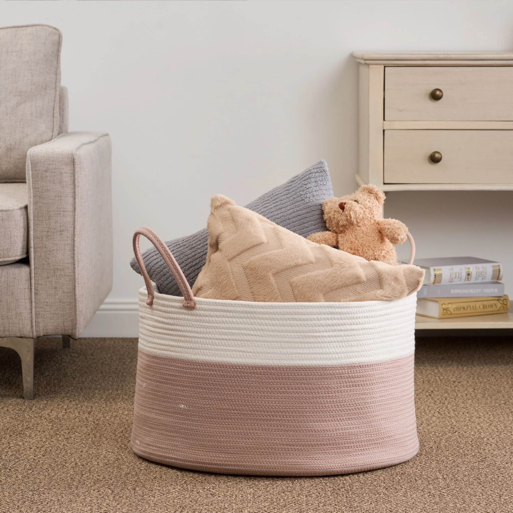 Francis - Cotton Round Laundry and Storage Basket - Kaedas