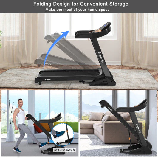 3.75HP Electric Folding Treadmill With Auto Incline 12 Program APP Control - Kaedas