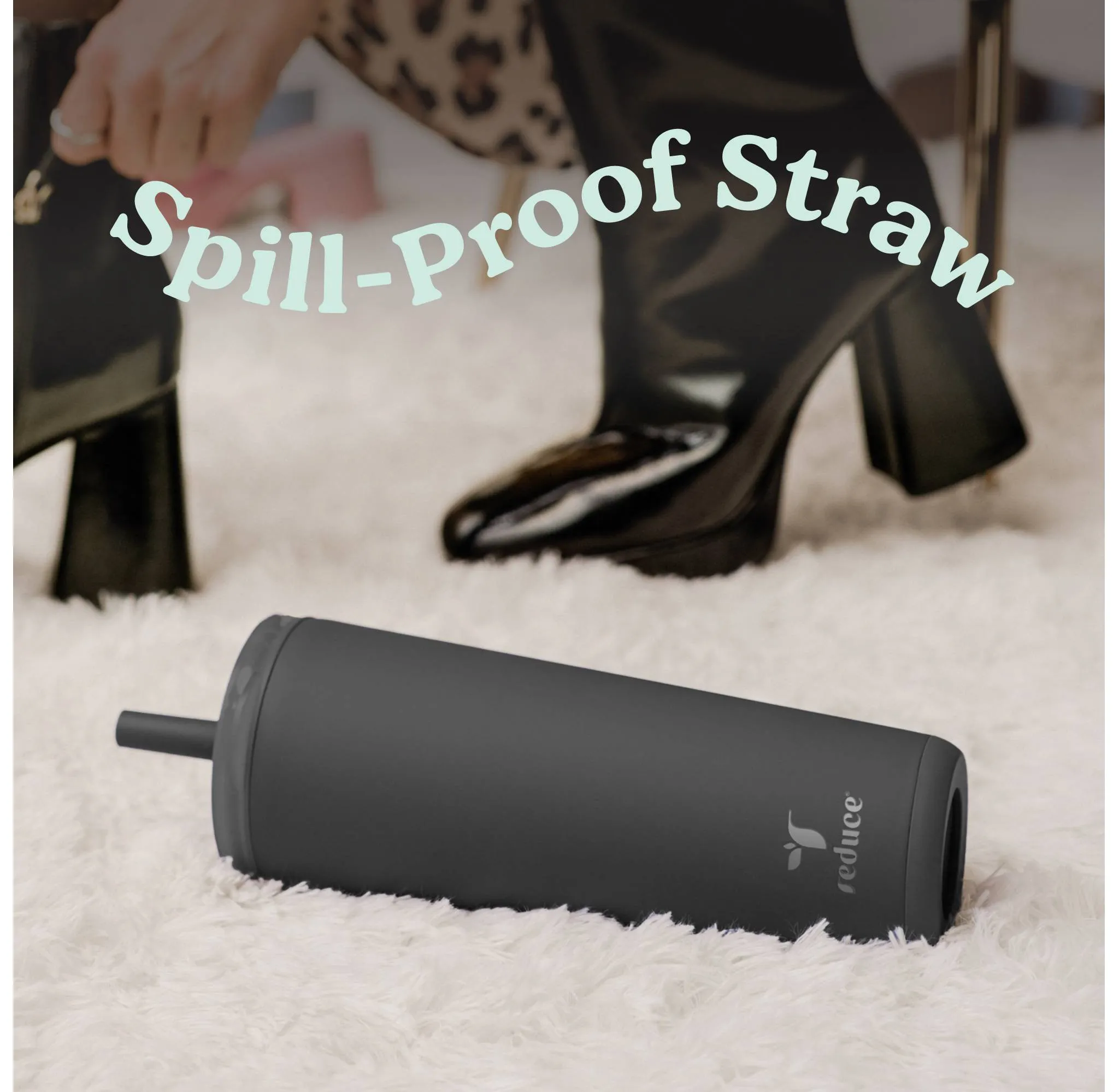 Reduce 24oz Halo Stainless Steel Straw Tumbler - Black - Kaedas