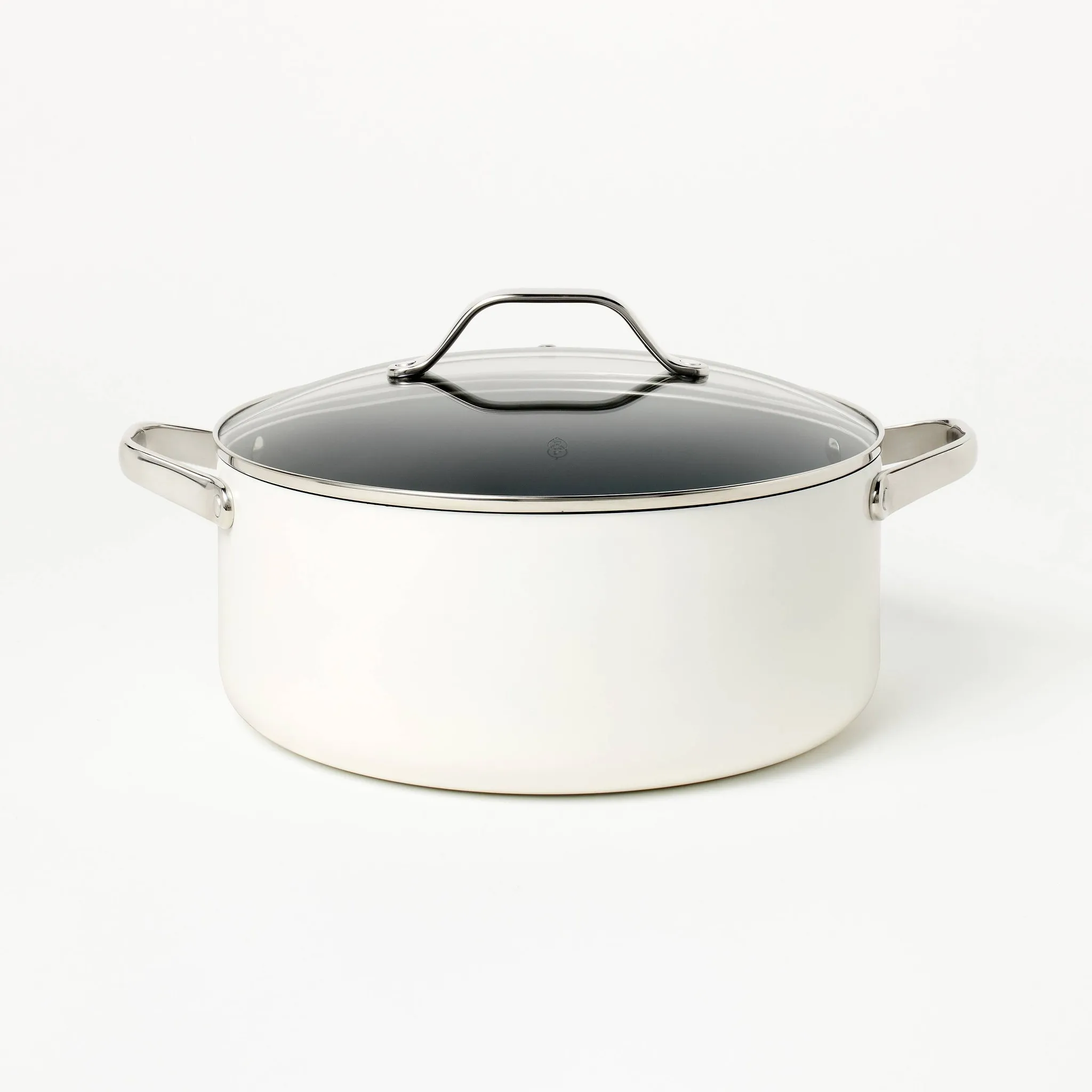 8qt Nonstick Ceramic Coated Aluminum Wide Stock Pot Cream - ™ - Kaedas