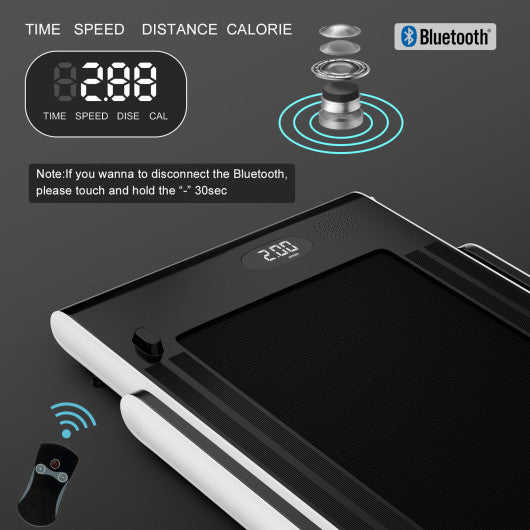 2.25HP 2 in 1 Folding Treadmill With APP Speaker Remote Control-White - Kaedas