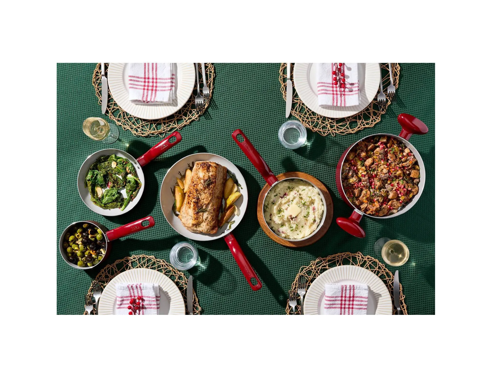 12-Piece Nonstick Ceramic Cookware Set - Red - Kaedas