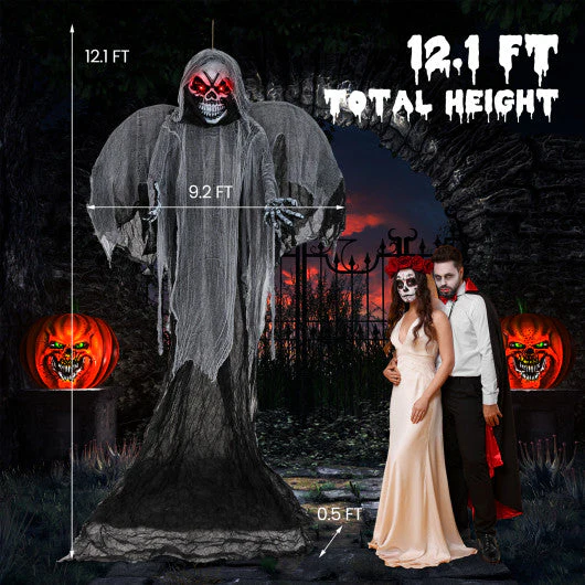 12.1 Ft Skeleton Ghost With Flickering Red Eyes and Scary Sounds - Kaedas