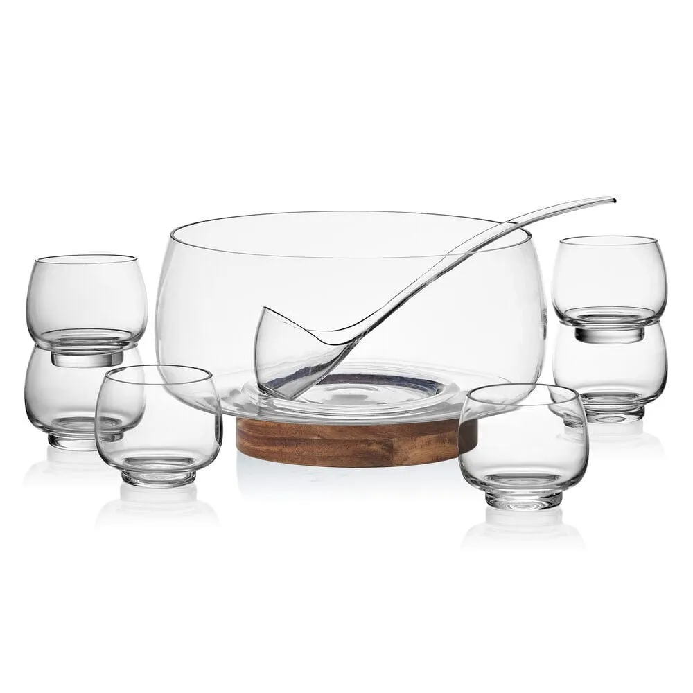 Glenwood 8 Piece Glass Punch Bowl Set - Kaedas