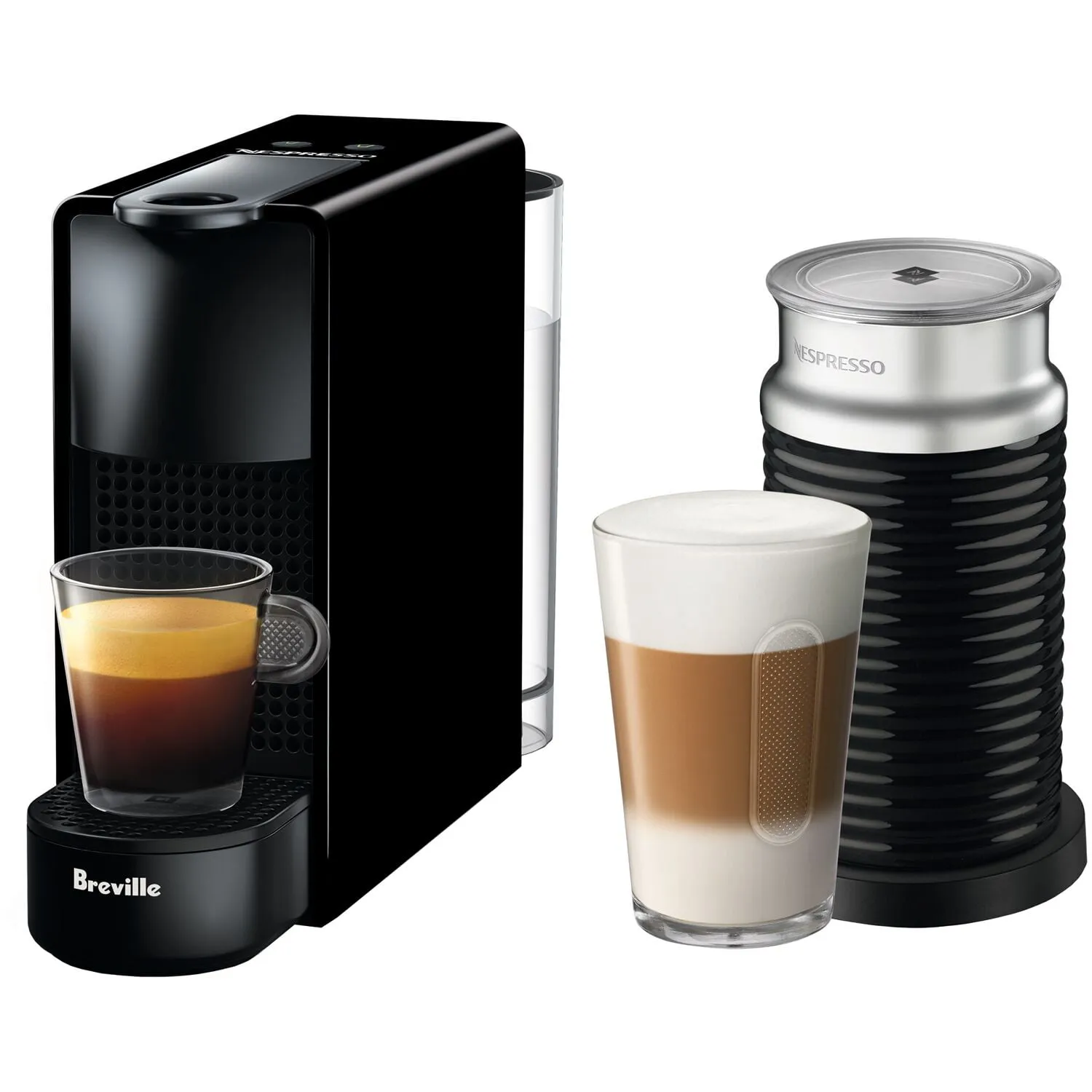 Breville New  Nespresso Essenza Mini Single-Serve Machine Aeroccino Milk Frothier, Black (See Description) - Kaedas