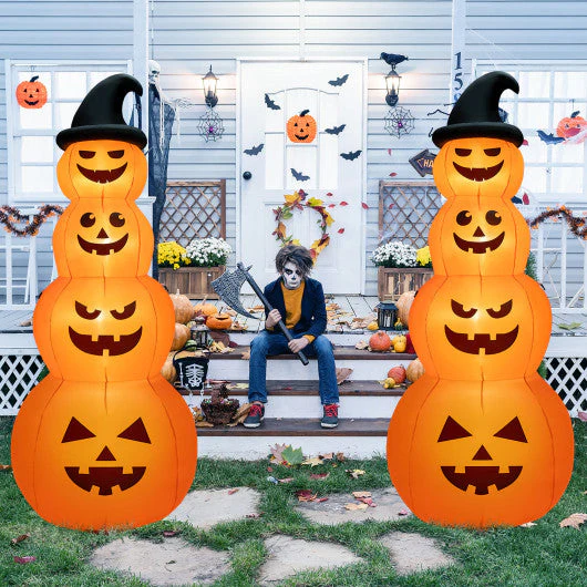 8 Feet Inflatable Halloween Pumpkins Stack With Built-in LED Lights - Kaedas