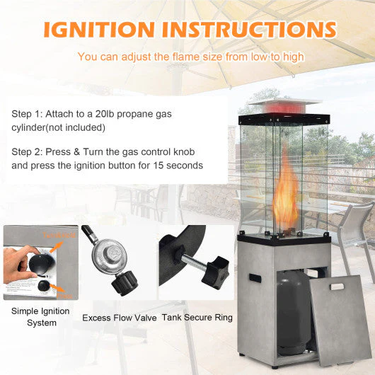 41 000 BTU Propane Patio Heater With Metal Hood-Gray - Kaedas