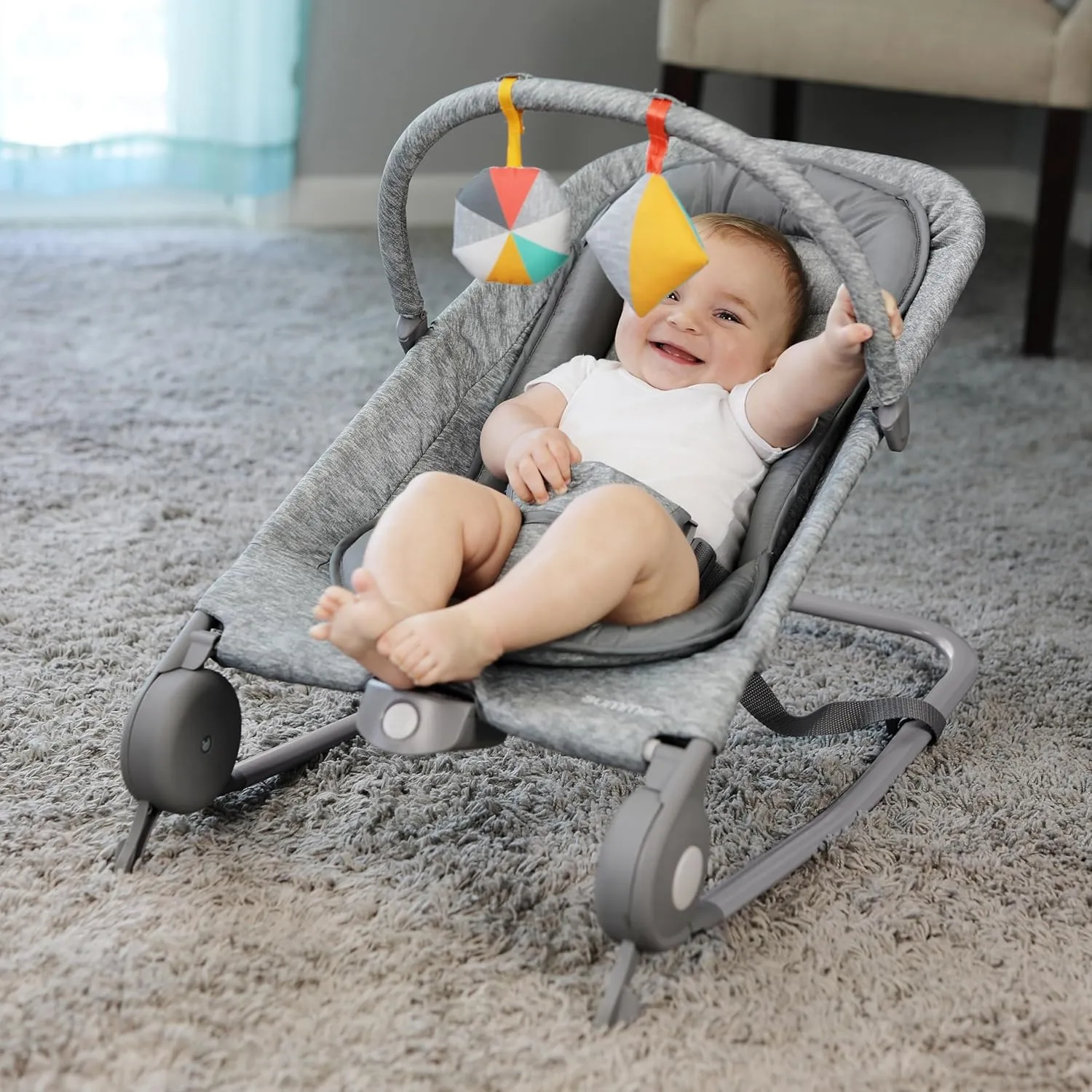 2-in-1 Bouncer & Rocker Duo - Light Gray Tweed (See description) - Kaedas